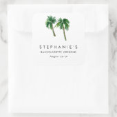 Waterverf Tropische palmbomen Bachelorette Vierkante Sticker (Tas)