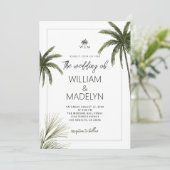 Waterverf tropische palmbomen boho bruiloft kaart (Staand voorkant)