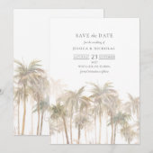 Waterverf Tropische palmbomen bruiloft Save The Date (Voorkant / Achterkant)