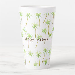 Waterverf Tropische palmbomen Latte Mok