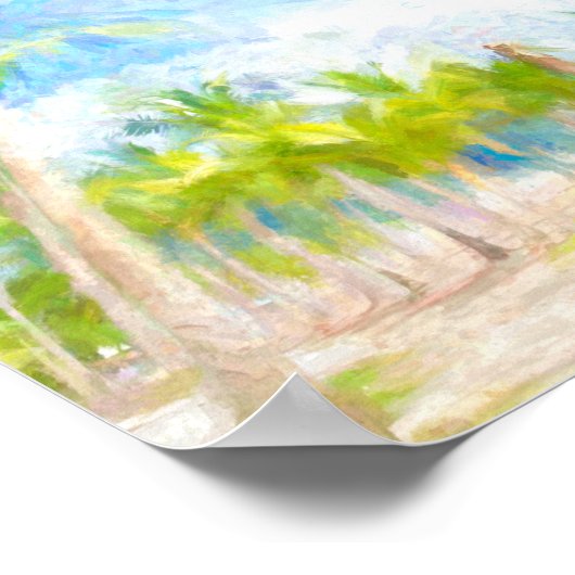 Waterverf Tropische palmbomen Poster (Hoek)