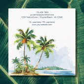 Waterverf tropische palmbomen strand vierkante visitekaartje