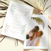 Waterverf Tropische Palmboom Boho Fotobruiloft Kaart