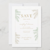 Waterverf Tropische Palmboom Boho Fotobruiloft Save The Date (Voorkant)