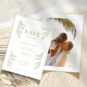 Waterverf Tropische Palmboom Boho Fotobruiloft Save The Date