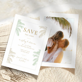 Waterverf Tropische Palmboom Boho Fotobruiloft Save The Date