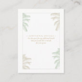 Waterverf Tropische Palmboom Boho Wedding Details Informatiekaartje (Achterkant)