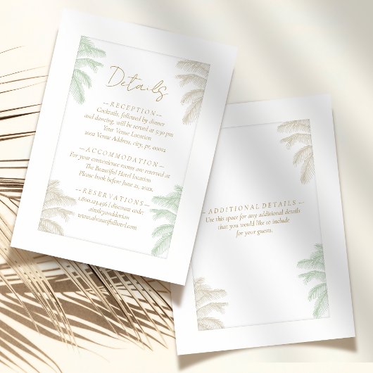 Waterverf Tropische Palmboom Boho Wedding Details Informatiekaartje