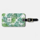 Waterverf tropische palmboombladeren monogram bagagelabel (Voorkant horizontaal)
