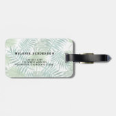 Waterverf tropische palmboombladeren monogram bagagelabel (Achterkant horizontaal)