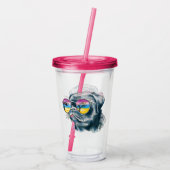 Waterverf Tropische papuppy Acryl Drinkbeker (Achterkant)