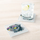 Waterverf Tropische papuppy Glazen Onderzetter (Schuin)