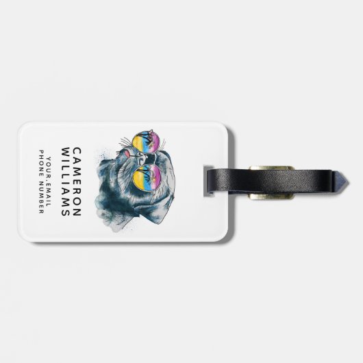 Waterverf Tropische papuppy | Jouw namen toevoegen Bagagelabel (Achterkant horizontaal)