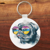 Waterverf Tropische papuppy Sleutelhanger (Voorkant)