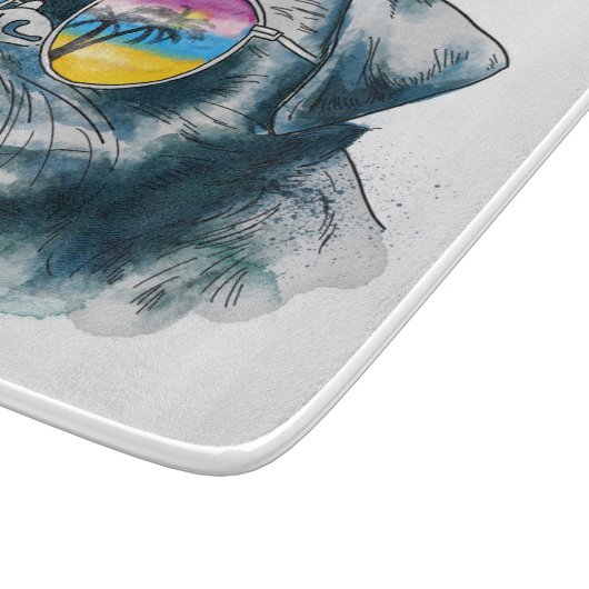 Waterverf Tropische papuppy Snijplank (Hoek)