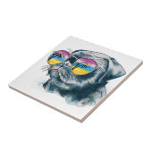 Waterverf Tropische papuppy Tegeltje (Zijkant)