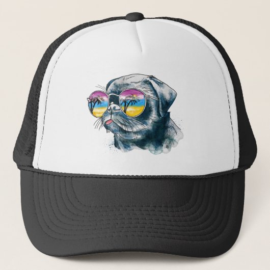 Waterverf Tropische papuppy Trucker Pet (Voorkant)