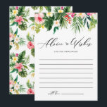 Waterverf Tropische Planten Garland bruiloft Advieskaart<br><div class="desc">Stuur de gepensioneerde in stijl met deze aanpasbare trouwadvieskaart met een waterverf slinger van tropische bladeren en bloemen,  zoals palmbladeren,  bananenbladeren,  hibiscus,  plumeria en meer. Gasten kunnen zoete adviezen,  aanmoediging of oprechte wensen voor de pasgetrouwden delen. Het bijpassende tropische patroon op de rug maakt het uiterlijk compleet.</div>