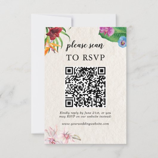 Waterverf Tropische QR Wedding Scan naar RSVP (Voorkant)
