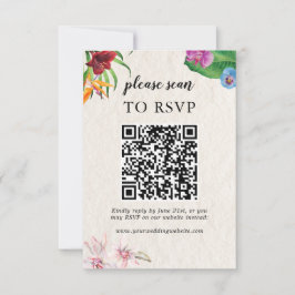 Waterverf Tropische QR Wedding Scan naar RSVP Kaartje