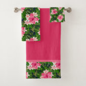 Waterverf tropische roze bloemen bad handdoek (Insitu)