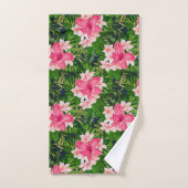 Waterverf tropische roze bloemen bad handdoek (Handdoek)
