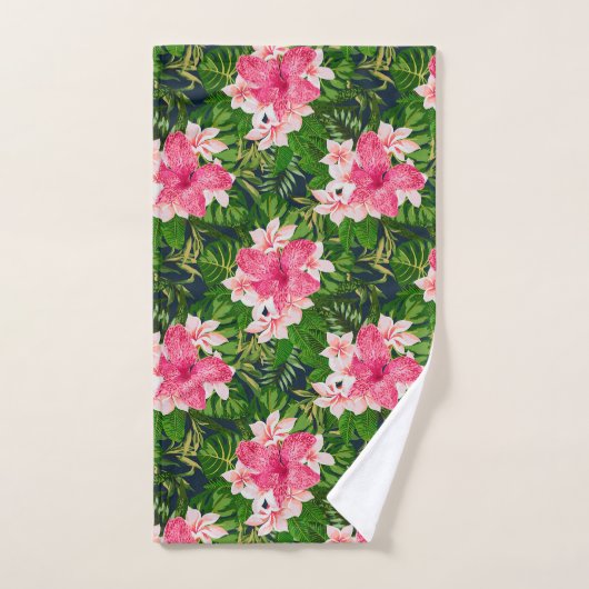 Waterverf tropische roze bloemen bad handdoek (Handdoek)