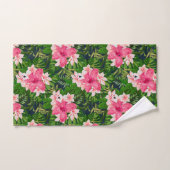 Waterverf tropische roze bloemen bad handdoek (Handdoek)