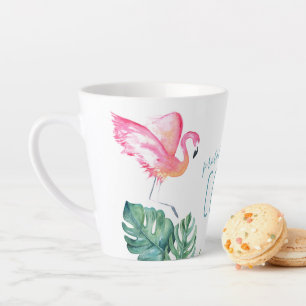 Waterverf Tropische roze flamingkoffie Latte Mok