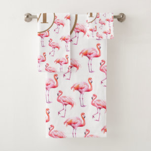 Waterverf Tropische Roze Flamingo   Aangepast Init Bad Handdoek
