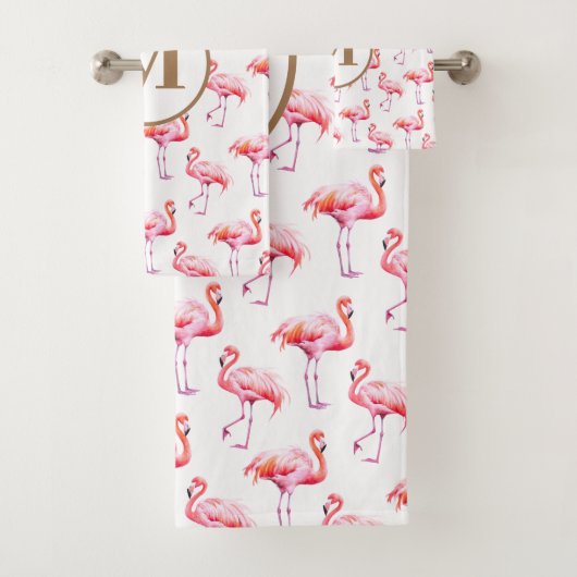 Waterverf Tropische Roze Flamingo | Aangepast Init Bad Handdoek (Insitu)