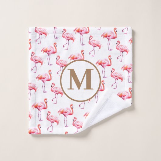 Waterverf Tropische Roze Flamingo | Aangepast Init Bad Handdoek (Wasdoekje)
