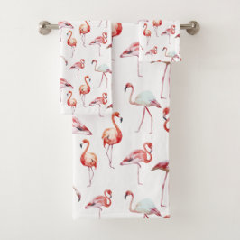 Waterverf Tropische roze flamingo Bad Handdoek