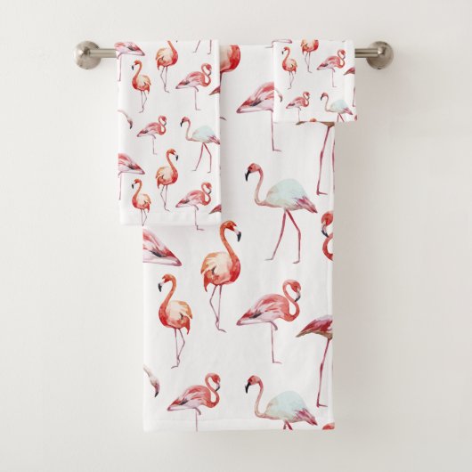Waterverf Tropische roze flamingo Bad Handdoek (Insitu)