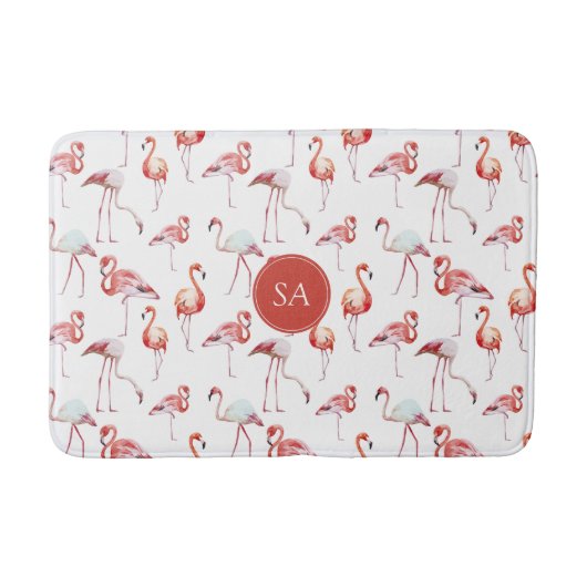 Waterverf Tropische roze flamingo Badmat (Voorkant)