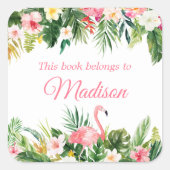 Waterverf Tropische Roze Flamingo Bookplate Labels (Voorkant)