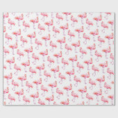 Waterverf Tropische roze flamingo Cadeaupapier (Vlak)