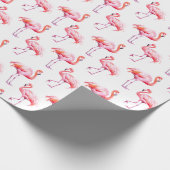 Waterverf Tropische roze flamingo Cadeaupapier (Hoek)