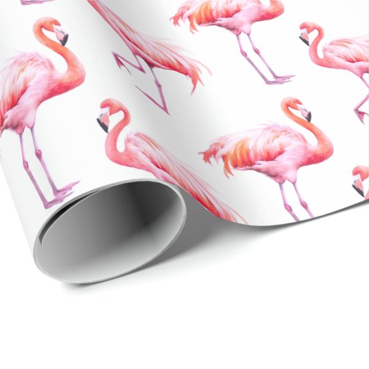 Waterverf Tropische roze flamingo Cadeaupapier (Rol Hoek)