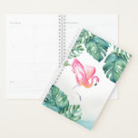 Waterverf Tropische roze flamingo Planner<br><div class="desc">Kustplanner kenmerkt mijn oorspronkelijke waterverf roze flamingo en monstera palmbladeren in luchtige tropische groene tinten. Ideaal voor het plannen van de dagen van de week of voor het maken van je trouwplannen. Maak ook een geweldige Moederdag Gift om meer maandelijkse en wekelijkse planners te zien van Victoria Rigali design bezoek...</div>