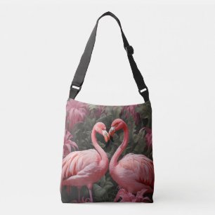 Waterverf Tropische Roze Flamingo Romance Crossbody Tas