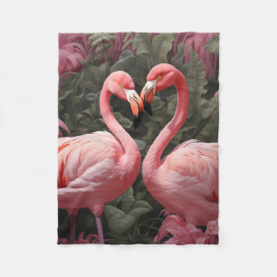 Waterverf Tropische Roze Flamingo Romance Fleece Deken