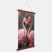 Waterverf Tropische Roze Flamingo Romance Hangend Wandkleed (Gebogen)