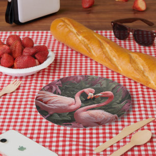 Waterverf Tropische Roze Flamingo Romance Papieren Bordje