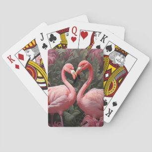 Waterverf Tropische Roze Flamingo Romance Pokerkaarten