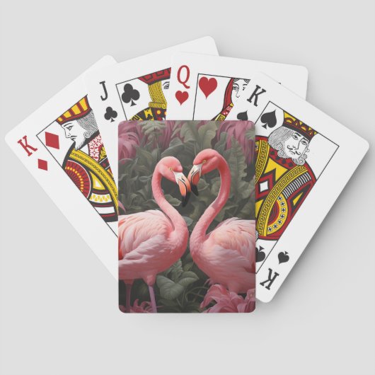 Waterverf Tropische Roze Flamingo Romance Pokerkaarten (Achterkant)