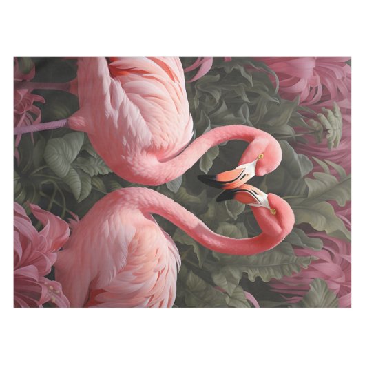 Waterverf Tropische Roze Flamingo Romance Tafelkleed (Voorkant (Horizontaal))