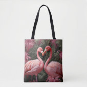 Waterverf Tropische Roze Flamingo Romance Tote Bag (Voorkant)