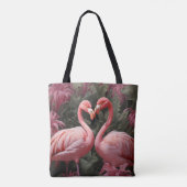 Waterverf Tropische Roze Flamingo Romance Tote Bag (Achterkant)