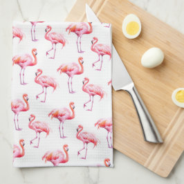 Waterverf Tropische roze flamingo Theedoek